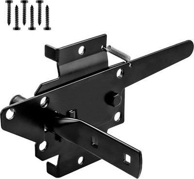 Heavy Duty Self-Locking Gate Latch for Wooden and PVC Fence, Black