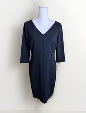 Ann Taylor Dress Women's 12 Black Stretch V-Neck Casual Minimal Academia