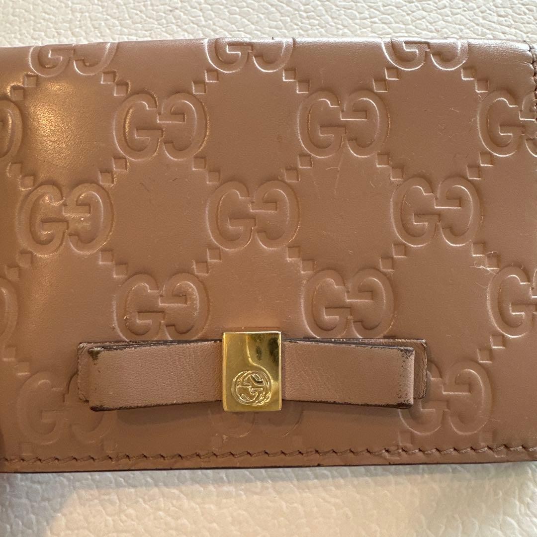 Gucci Shima Card Case Business Card Holder Leather Pink thumbnail 2