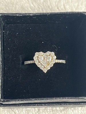 EFFY Signed 18k Rose Gold Heart Natural Diamond Halo Ring Size 10