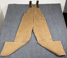 Vintage Carhartt Bib Overalls Mens 32x29 Brown Duck Canvas Workwear R01 90s