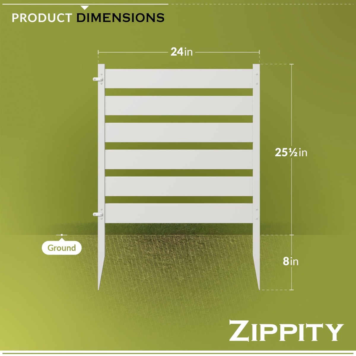 26in H x 24in W (3 Panels) No Dig Zippity Maui Fence Kit, White