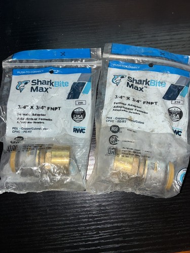 SharkBite Max UR088A 3/4 x 3/4 FNPT Adapter Push to Connect Brass Fitting 2 pcs