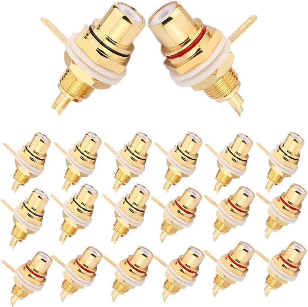 Gold-Plated RCA Jack 3/8 Inch RCA Socket Installation Audio Connection Terminal