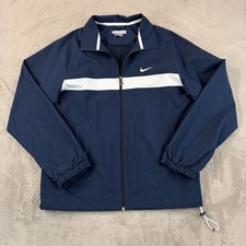 Vintage Nike Swoosh Windbreaker Jacket in Navy Men Large Full Zip Mesh Lined