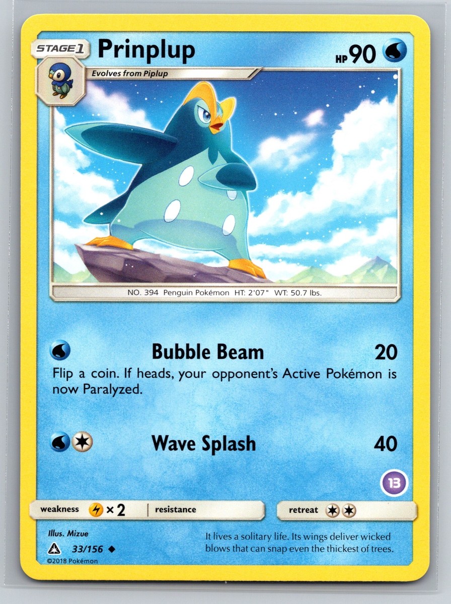 Prinplup 33/156 Bubble Beam Stage 1 Water Pokemon TCG Ultra Prism