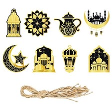 8Pcs/Set Castle Moon Stars Eid Mubarak Hanging Decorations Party Supplies