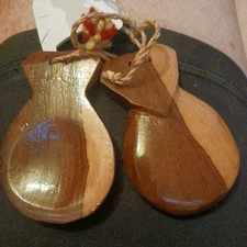 Vtg  Wooden Spanish Flamenco Castanets wooden castanet set with nwt