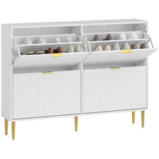 Image of HOMCOM Slim Shoe Storage Cabinet with 2 or 3 or 4 Flip Drawers for Hallway