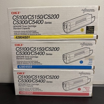 Oki C5100 C5150 C5200 C5300 C5400 Series Set of 3 KYCM Toner Cartridge Color