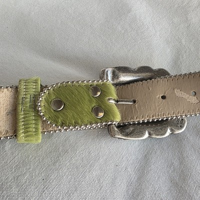 VTG BB Simon Belt Green Cowhide Medium Size 30 Style 3026 Swarovski Crystals VTG BB Simon Belt Green Cowhide Medium Size 30 Style 3026  main image 3