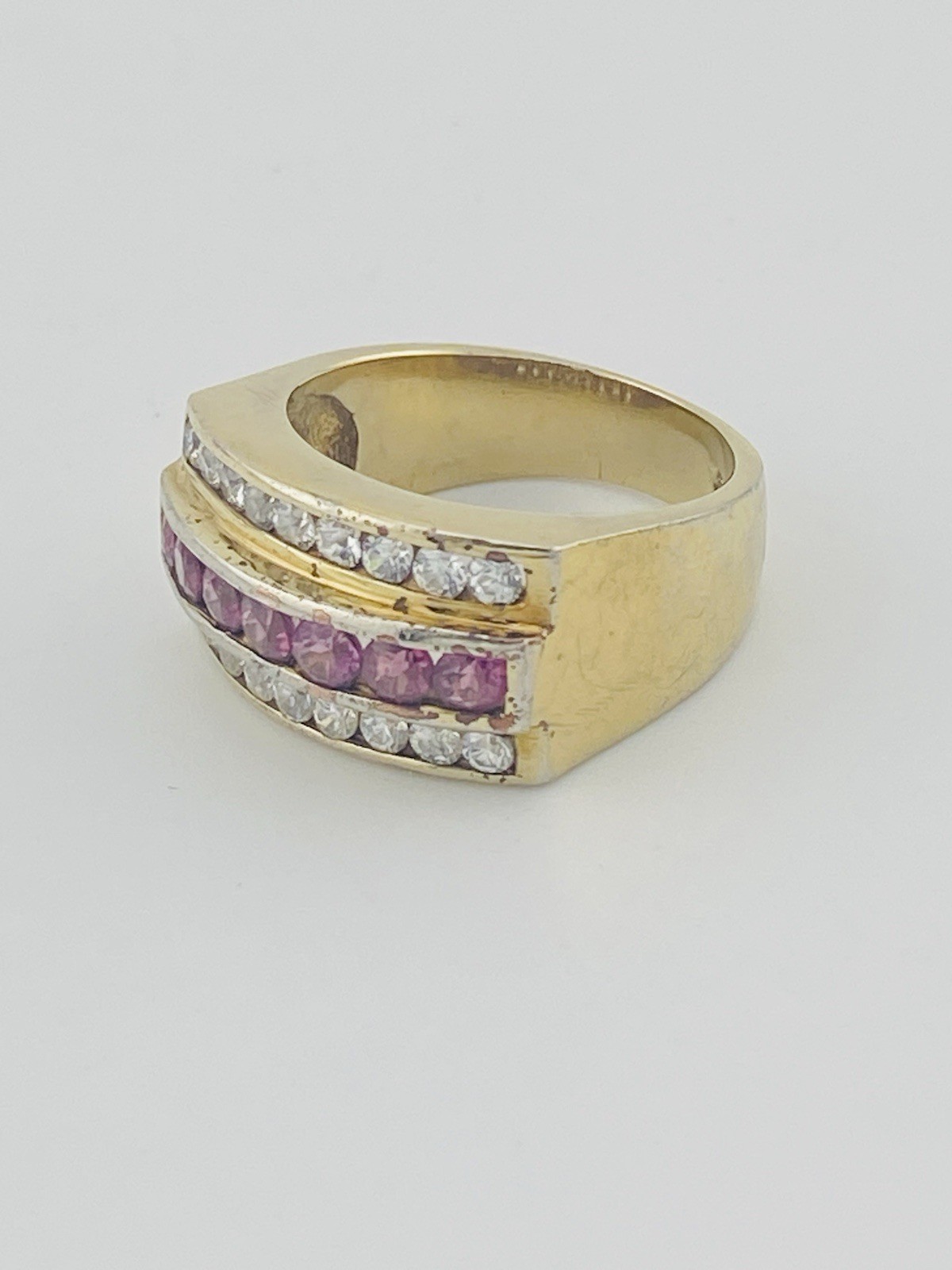 Channel Set Simulated Ruby Diamond Gold Over 925 … - image 2