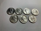 Washington Silver Quarters Lot of 7 90% Silver All AU Condition Low Mintage Nice