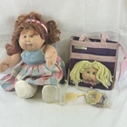 1986 Cabbage Patch Doll Brown Hair Brown Eyes With Outfit And Diaper Bag-A2