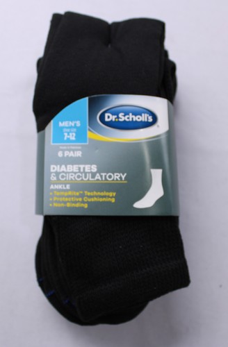 Dr. Scholl's Herren 6er-Pack Diabetes & Kreislauf Söckchen DH3 schwarz 7-12 neu mit Etikett