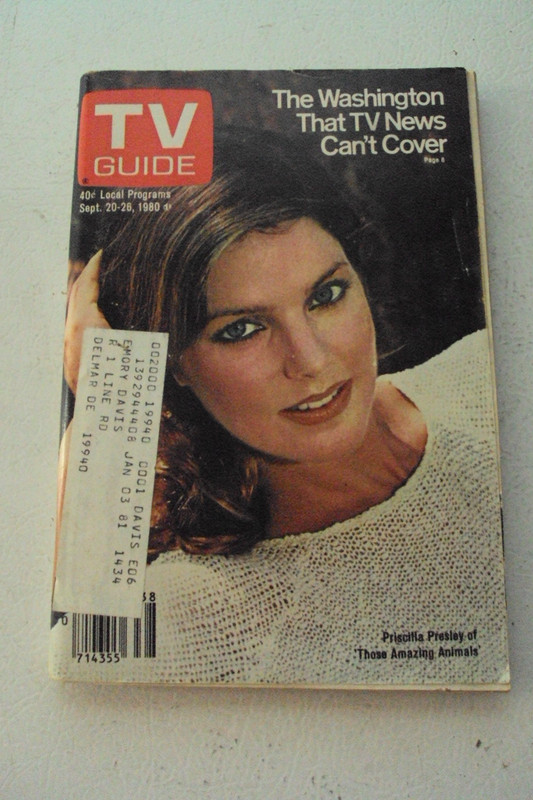 TV Guide, Sept. 1980, Priscilla Presley, has mailing label