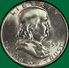 1959 Franklin Half Dollar Brilliant Uncirculated BU Coin #47347