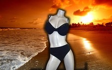 NWT 2 pc GOTTEX Tie Back Black BIKINI with studs Bathing Suit SWIMSUIT sz- 8 D