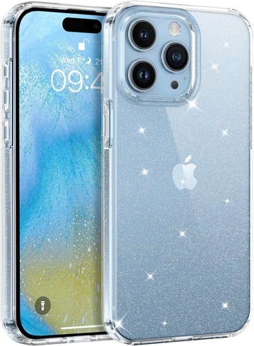 Do iPhone 15 Pro Max Clear Bling Glitters Hybrydowe miękkie etui ochronne Cover US - Zdjęcie 1 z 5