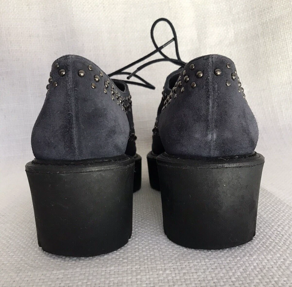 Oxford plataforma celosa STUART WEITZMAN azul gamuza dorado tachuelas con cordones talla 6,5 Foto 4 de 4