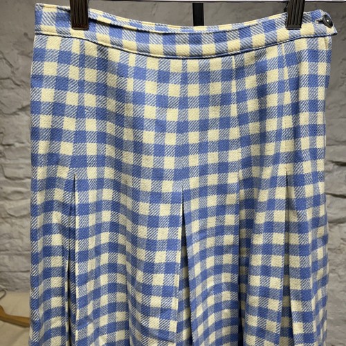 Koret of California 100% Wool Pleated Skirt Blue Check Plaid Vintage 50s 60s - Picture 6 of 8