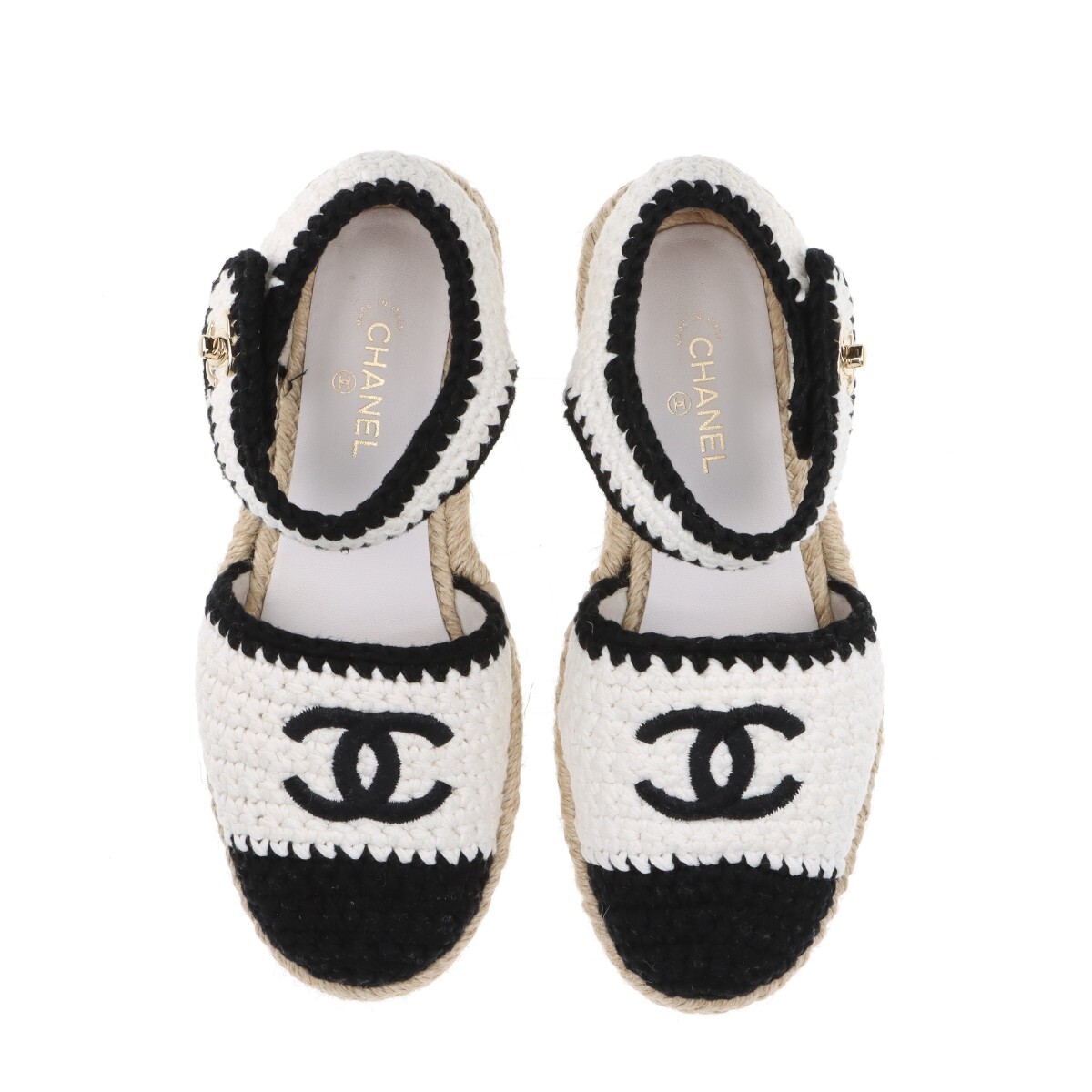 CHANEL 03C COCO マークリボン付 ベージュBICOLOR ミュール CHANEL 03C COCO マークリボン付 ベージュBICOLOR ミュール