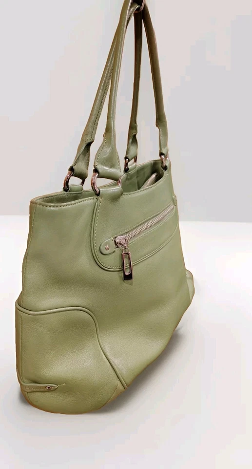 Bolso de mano Satchel Cole Haan Bolso Tote Verde oliva liso CUERO EXCELENTE Foto 4 de 4