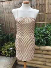 Pretty Little Thing Size 10 Rose Gold Sequin Bodycon Dress BNWT