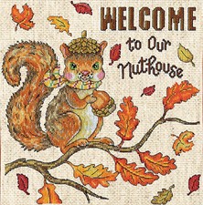 Cross Stitch Kit  Design Works Autumn Squirrel Welcome to Our Nuthouse DW3564