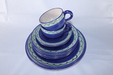 Lotto 10 piatti CAS 803 Vietri Italia ceramica italiana MCM blu opaco