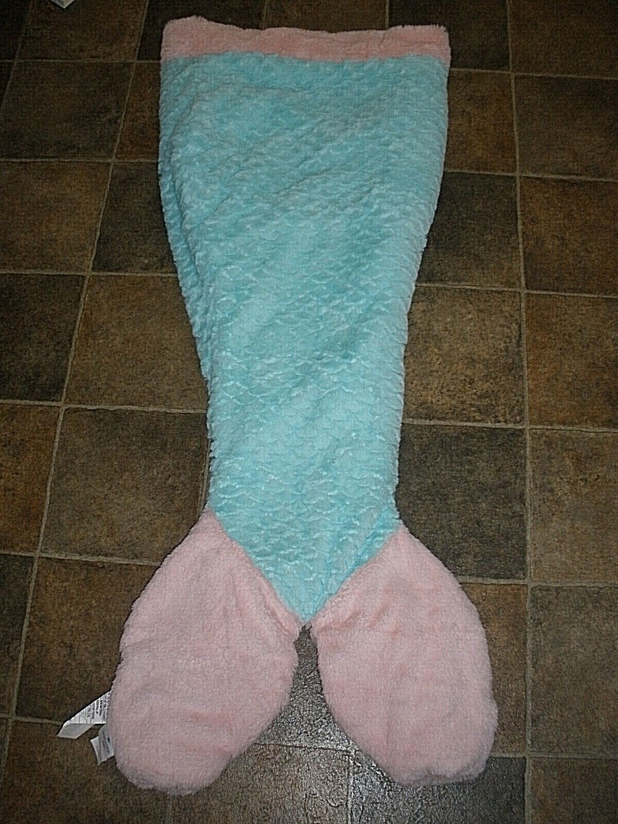 AUTHENTIC KIDS Mermaid Plush Tail Blanket 52x19” Pink Star Faux Fur  Sleeping Bag