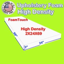 FoamTouch High Density Upholstery Foam Cushion 2" x 24" x 69" Custom Cut
