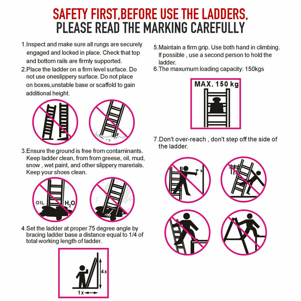 3.7/4.7/5.7/6.7M Aluminium Folding Step Ladder Extension Multi-Purpose  Platform | eBay