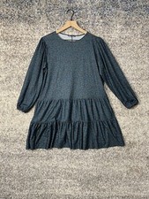 Zara Oversized Blue Floral Print Tiered Ruffle Pullover Tunic Mini Dress Small