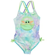 Sz 4-8 Disney Baby Yoda Swimsuit Swim One Piece Mandalorian Star Wars Girl NWT