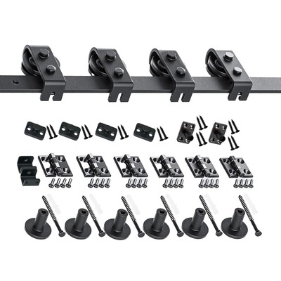 Carbon Steel Barn Door Hardware 76 Inches Black Bifold Sliding Door Track NewHom