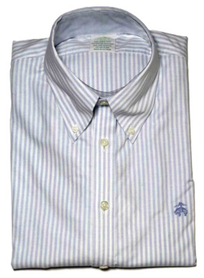 Brooks Brothers Milano Fit Shirt Blue White Striped Men