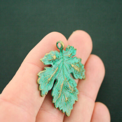 Maple Leaf Pendant Charm Antique Bronze Tone With Faux Patina