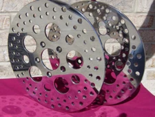 FOR HARLEY OEM DRILLED ROUND POLISHED CIRCULAR FRONT BRAKE ROTOR SET PAIR  84-99