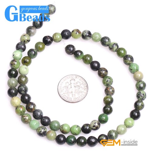 Cuentas de turquesa de hierba verde natural piedras preciosas redondas cuentas para hacer joyas 15" 6 mm - Imagen 3 de 6