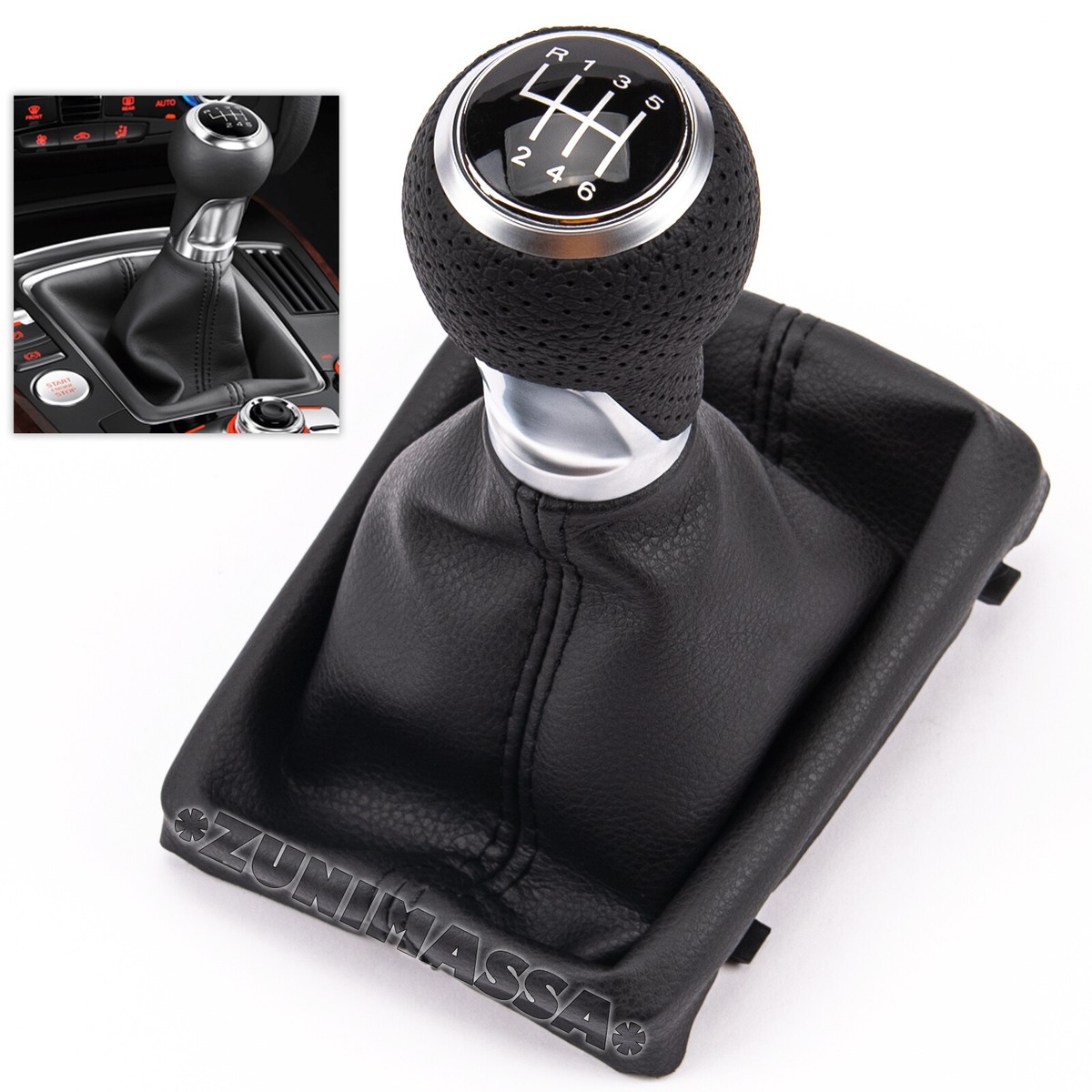 Pommeau Levier De Vitesse 6 Vitesses Noir/Argent/Rouge Pour Audi A3 A4 A5 A6 Q5 – Look Sportif Et Précis