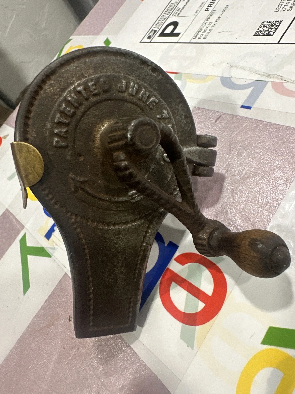 Antique Cast Iron Nutmeg Grinder Grater Kitchen Spice Tool Patent 1870 Original