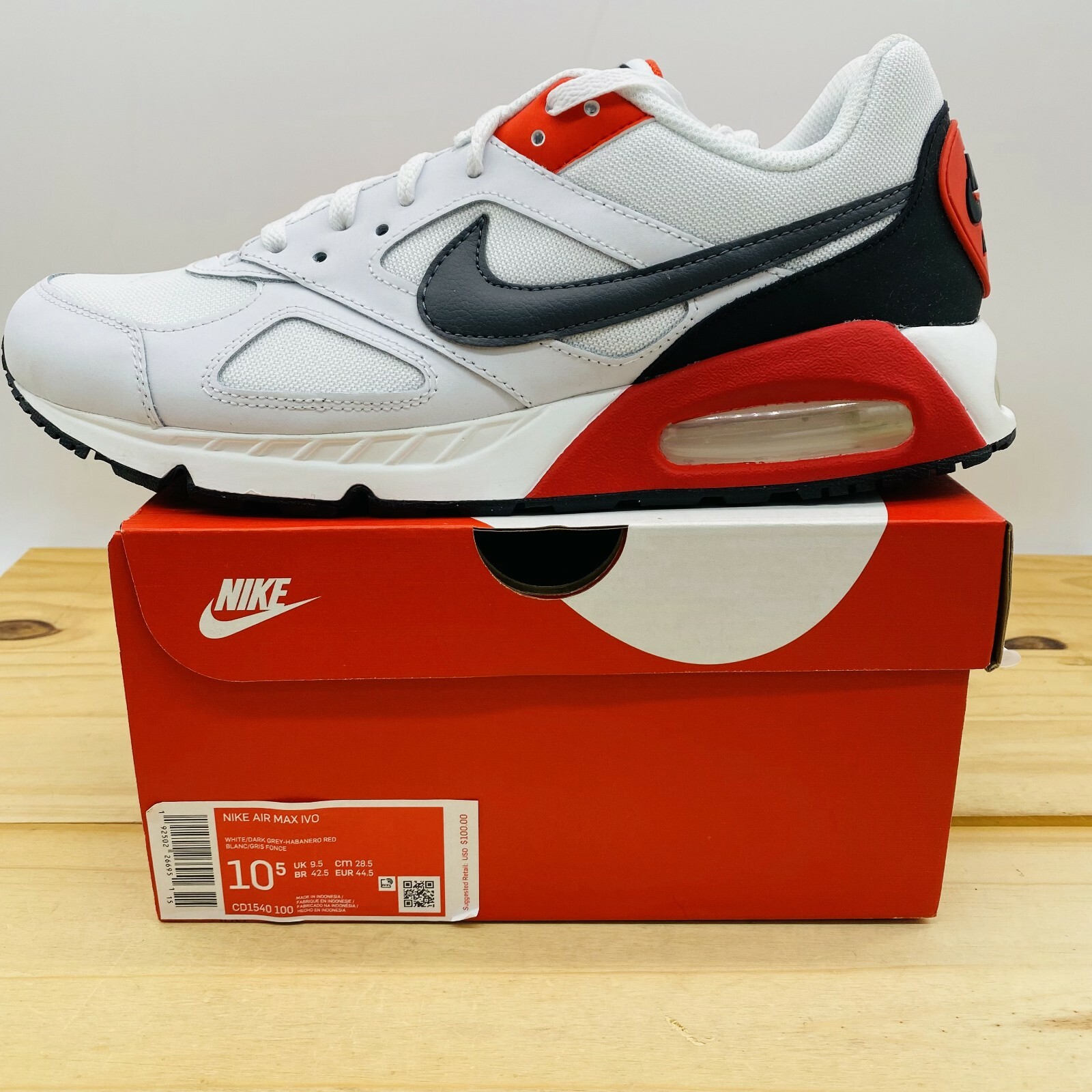 Size 10.5 - Nike Air Max Ivo White Habanero Red for sale online | eBay