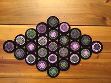 PRIM WOOL FELT PENNY RUG TABLE RUNNER CANDLE MAT BEAUTIFUL FOR SPRING, EASTER