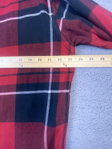 Ralph Lauren Sport Mens M 1/4 zip pullover thick flannel red black Plaid vtg - Picture 10 of 13