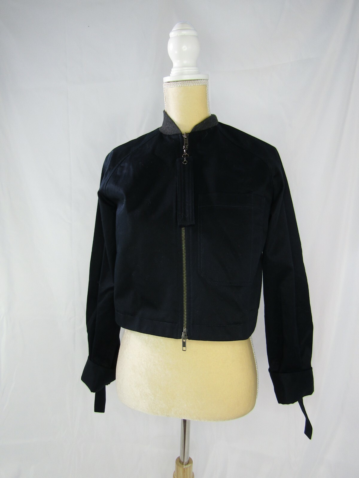 ICB Black Gray Zip Front Cropped Jacket Size 0 - image 1