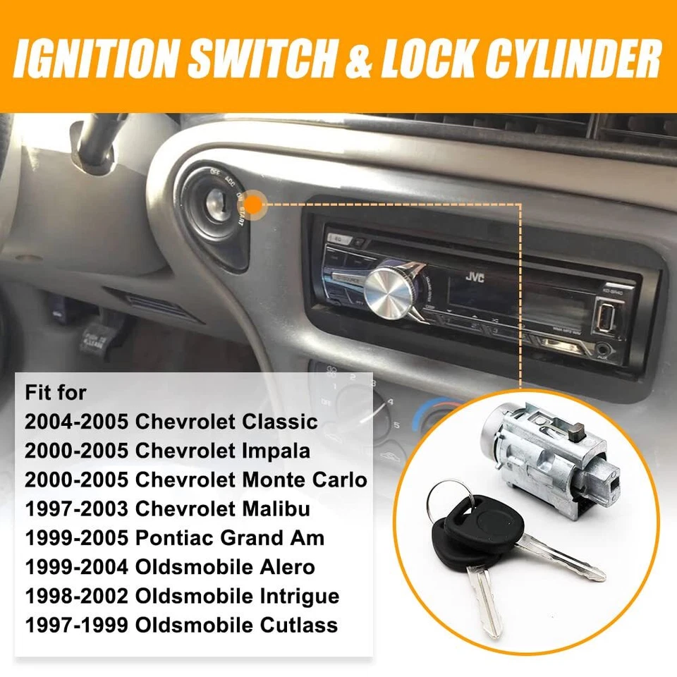 CILINDRO DE BLOQUEO 2 EN 1 E INTERRUPTOR DE ARRANQUE DE ENCENDIDO PARA CHEVY IMPALA MALIBU OLDS ALERO Foto 2 de 4