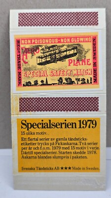 Vintage Matchbox Box PLANE SPECIAL SAFETY MATCH Flattened Empty Sweden 1979