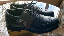 NEW ROCKPORT WORKS ALMARTIN BLACK LEATHER WINGTIP OXFORD LACE UP SHOES 44 10