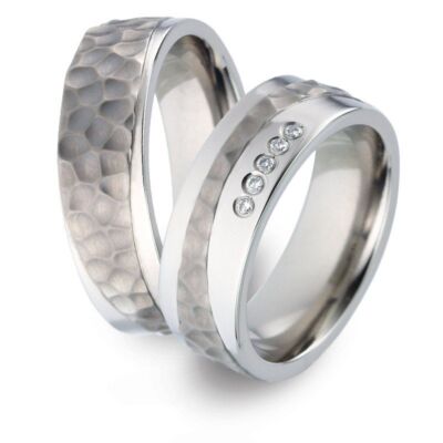 Titanfactory Titan Trauringe 52428 mit 5 Brillanten ges. 0.05 ct. w/si Diamant